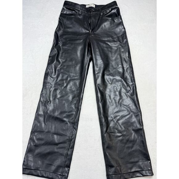Abercrombie Vegan Leather Pants 90s Relaxed Ultra High Rise Black Sz 29 8 Goth - Picture 2 of 12
